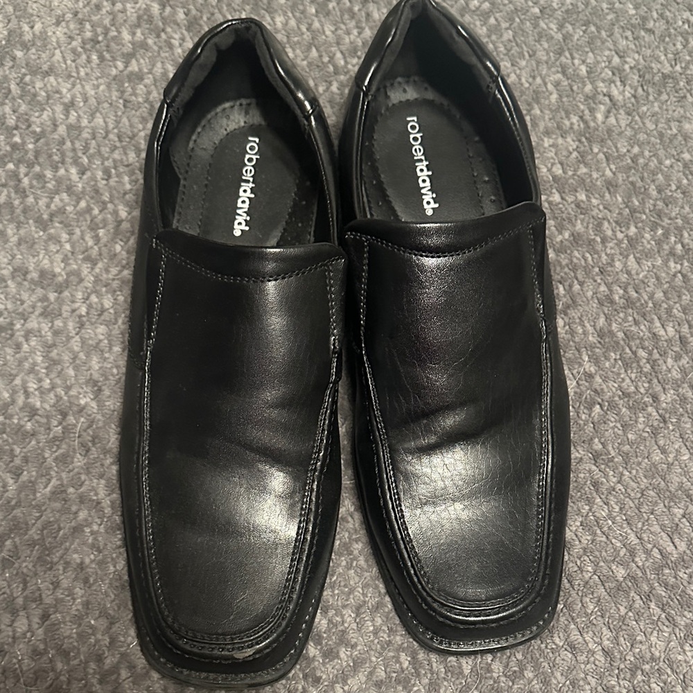 Roberto Vardi Black Leather Slip-On Loafers